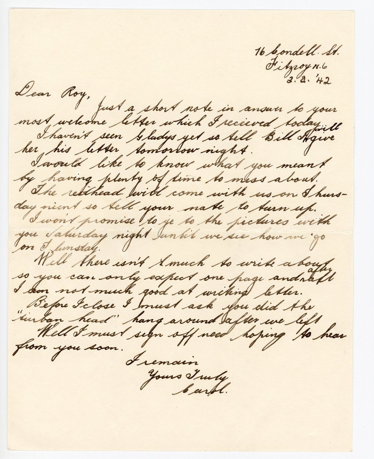 Wartime Letter after