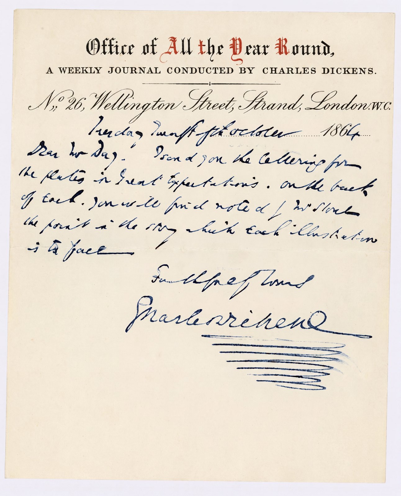 Charles Dickens Letter after